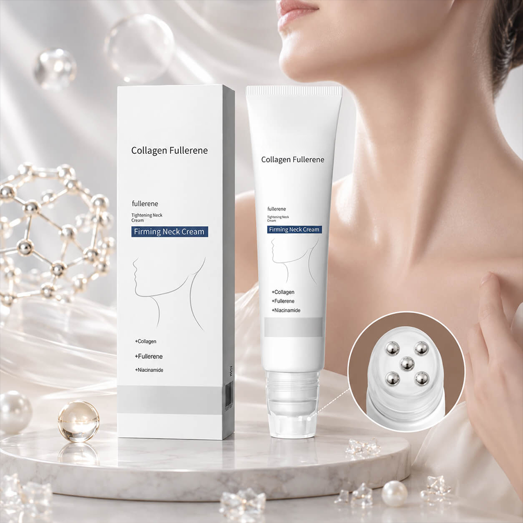 Roller Massage Neck Cream 🧴 Collagen & Hyaluronic Acid | Firms Neck, Reduces Wrinkles & Double Chin